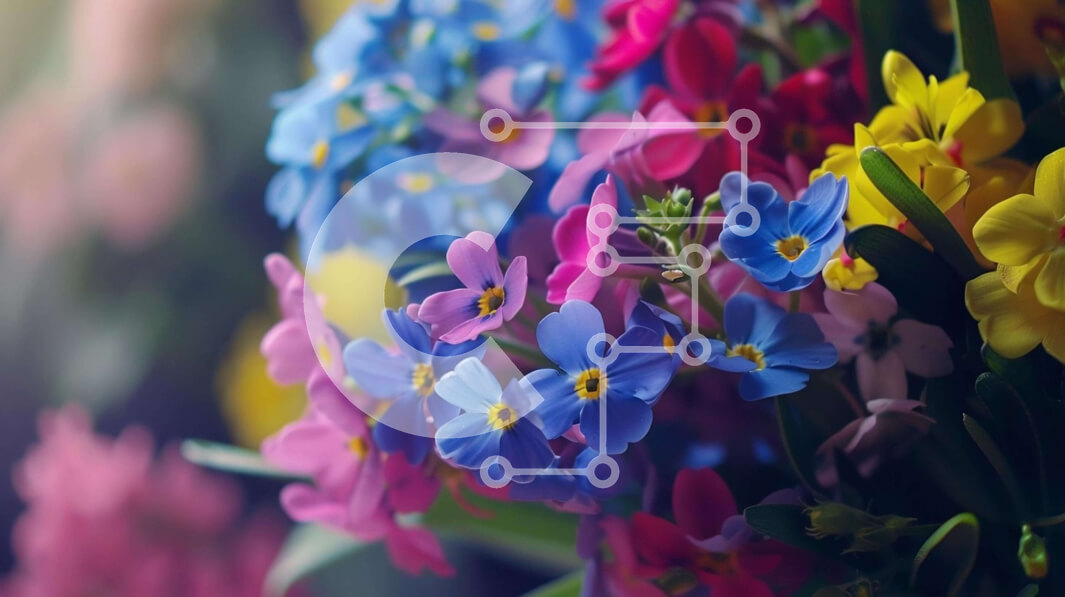 Intra Συλλεκτικό Ξύλινο Παζλ Plywood  4mm - Πολύχρωμο μπουκέτο λουλούδια Σε Ξύλινο Κουτί - Διαστάσεις Puzzle: 10x10 cm – 25 κομμάτια