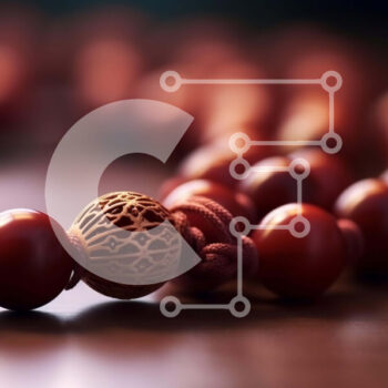 Intra Συλλεκτικό Ξύλινο Παζλ Plywood  4mm - Κολιέ με κόκκινο ροζάριο στο τραπέζι Σε Ξύλινο Κουτί - Διαστάσεις Puzzle: 10x10 cm – 25 κομμάτια - Image 1