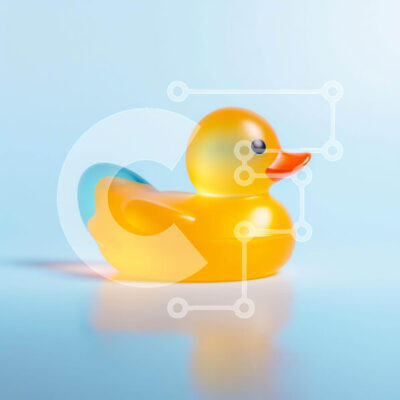 Intra Συλλεκτικό Ξύλινο Παζλ Plywood  4mm - Κίτρινο παιχνίδι πάπιας από καουτσούκ σε μπλε φόντο Σε Ξύλινο Κουτί - Διαστάσεις: 10x10 cm – 25 κομμάτια - Image 1