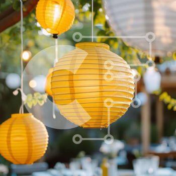 Intra Συλλεκτικό Ξύλινο Παζλ Plywood  4mm - Ρύθμιση εκδηλώσεων εξωτερικού χώρου με χάρτινα φανάρια Σε Ξύλινο Κουτί - Διαστάσεις Puzzle: 10x10 cm – 25 κομμάτια - Image 1