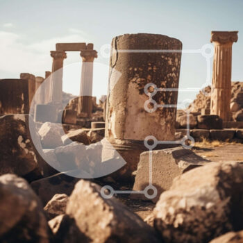 Intra Συλλεκτικό Ξύλινο Παζλ Plywood  4mm - Αρχαίοι πυλώνες και πέτρες σε ένα ανοιχτό πεδίο Σε Ξύλινο Κουτί - Διαστάσεις Puzzle: 10x10 cm – 25 κομμάτια - Image 1