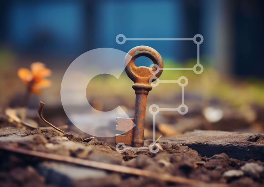 Intra Συλλεκτικό Ξύλινο Παζλ Plywood  4mm - Παλιό σκουριασμένο κλειδί στο έδαφος Σε Ξύλινο Κουτί - Διαστάσεις: 10x10 cm – 25 κομμάτια