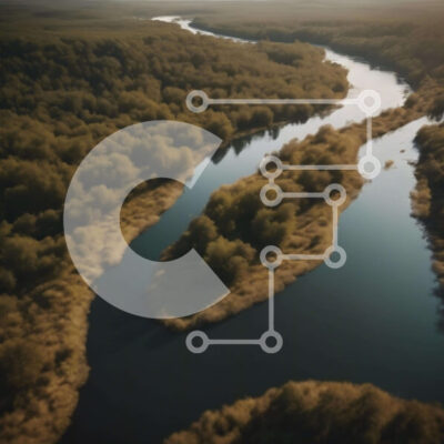 Intra Συλλεκτικό Ξύλινο Παζλ Plywood  4mm - Εναέρια άποψη του ποταμού στο δάσος με το πράσινο Σε Ξύλινο Κουτί - Διαστάσεις: 10x10 cm – 25 κομμάτια - Image 1