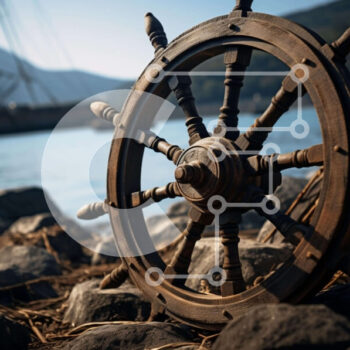 Intra Συλλεκτικό Ξύλινο Παζλ Plywood  4mm - Ξύλινος τροχός πλοίου σε βράχους κοντά στο νερό Σε Ξύλινο Κουτί - Διαστάσεις Puzzle: 10x10 cm – 25 κομμάτια - Image 1