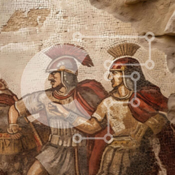 Intra Συλλεκτικό Ξύλινο Παζλ Plywood  4mm - Μωσαϊκό αρχαίων ρωμαϊκών στρατιωτών Σε Ξύλινο Κουτί - Διαστάσεις Puzzle: 10x10 cm – 25 κομμάτια - Image 1