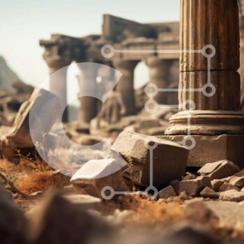 Intra Συλλεκτικό Ξύλινο Παζλ Plywood  4mm - Ιστορικά ερείπια με στύλους και κίονες Σε Ξύλινο Κουτί - Διαστάσεις Puzzle: 10x10 cm – 25 κομμάτια - Image 1