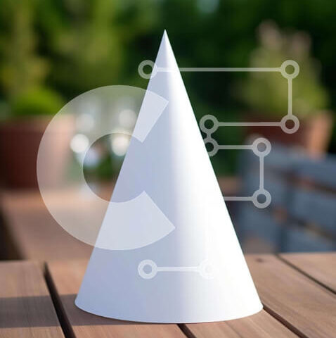 Intra Συλλεκτικό Ξύλινο Παζλ Plywood 4mm - Λευκό αντικείμενο σε σχήμα κώνου σε ξύλινο τραπέζι εξωτερικού χώρου Σε Ξύλινο Κουτί - Διαστάσεις: 10x10 cm – 25 κομμάτια - Image 1