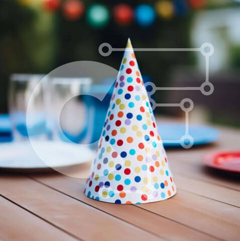 Intra Συλλεκτικό Ξύλινο Παζλ Plywood  4mm - Πολύχρωμο χάρτινο καπέλο για πάρτι σε τραπέζι εξωτερικού χώρου Σε Ξύλινο Κουτί - Διαστάσεις Puzzle: 10x10 cm – 25 κομμάτια - Image 1