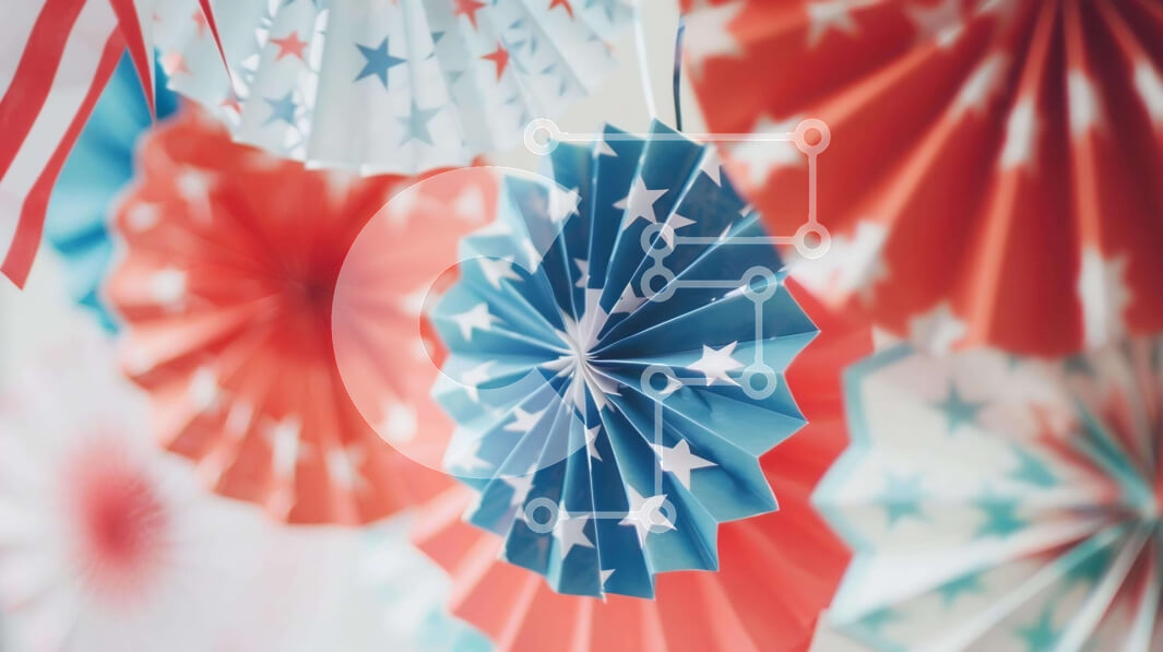 Intra Συλλεκτικό Ξύλινο Παζλ Plywood 4mm - Patriotic Paper Fans with Stars Σε Ξύλινο Κουτί - Διαστάσεις Puzzle: 10x10 cm – 25 κομμάτια - Image 1