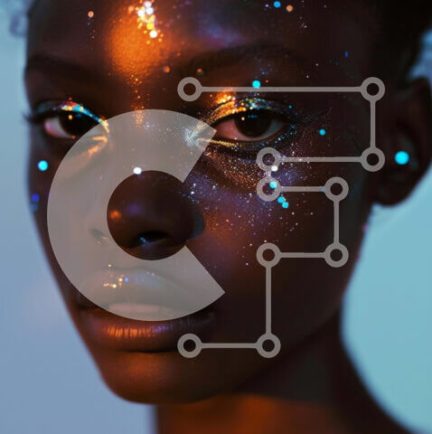 Intra Συλλεκτικό Ξύλινο Παζλ Plywood 4mm - Μαύρη γυναίκα με γκλίτερ μακιγιάζ στο πρόσωπο Σε Ξύλινο Κουτί - Διαστάσεις Puzzle: 10x10 cm – 25 κομμάτια - Image 1