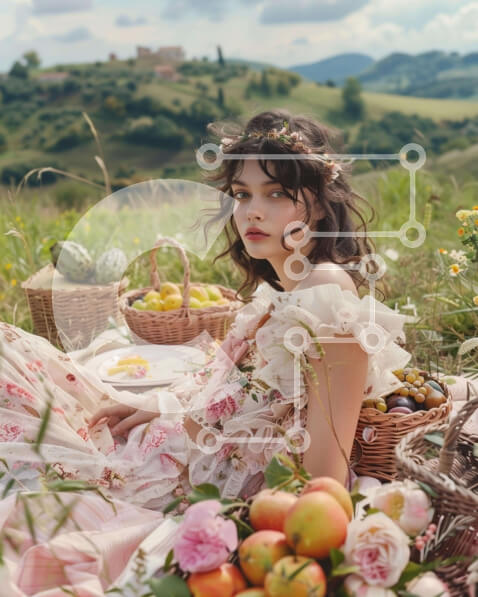 Intra Συλλεκτικό Ξύλινο Παζλ Plywood  4mm - Νεαρή γυναίκα με φρούτα και λαχανικά Σε Ξύλινο Κουτί - Διαστάσεις: 10x10 cm – 25 κομμάτια