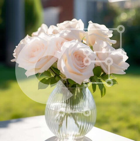 Intra Συλλεκτικό Ξύλινο Παζλ Plywood  4mm - Κομψά λευκά τριαντάφυλλα σε γυάλινο βάζο Σε Ξύλινο Κουτί - Διαστάσεις Puzzle: 10x10 cm – 25 κομμάτια - Image 1