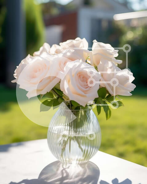 Intra Συλλεκτικό Ξύλινο Παζλ Plywood  4mm - Κομψά λευκά τριαντάφυλλα σε γυάλινο βάζο Σε Ξύλινο Κουτί - Διαστάσεις Puzzle: 10x10 cm – 25 κομμάτια