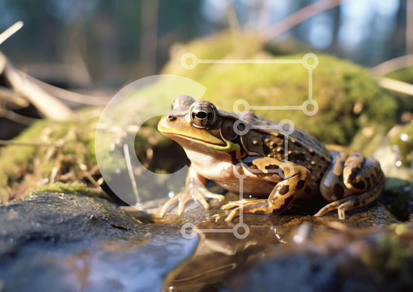 Intra Συλλεκτικό Ξύλινο Παζλ Plywood  4mm - Μικρός βάτραχος σε βράχους βράχους Σε Ξύλινο Κουτί - Διαστάσεις: 10x10 cm – 25 κομμάτια