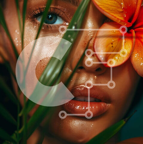 Intra Συλλεκτικό Ξύλινο Παζλ Plywood  4mm - Γυναίκα με πορτοκαλί λουλούδι και φύλλα Σε Ξύλινο Κουτί - Διαστάσεις Puzzle: 10x10 cm – 25 κομμάτια - Image 1