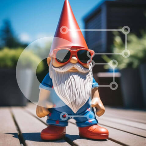 Intra Συλλεκτικό Ξύλινο Παζλ Plywood 4mm - Παιχνίδι Gnome με γυαλιά ηλίου και φυτά σε γλάστρες Σε Ξύλινο Κουτί - Διαστάσεις: 10x10 cm – 25 κομμάτια - Image 1