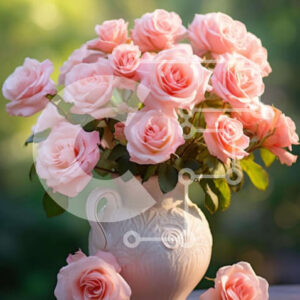 Intra Συλλεκτικό Ξύλινο Παζλ Plywood  4mm - Ροζ τριαντάφυλλα σε λευκό βάζο Σε Ξύλινο Κουτί - Διαστάσεις: 10x10 cm – 25 κομμάτια