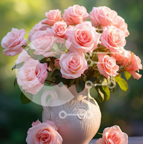 Intra Συλλεκτικό Ξύλινο Παζλ Plywood  4mm - Ροζ τριαντάφυλλα σε λευκό βάζο Σε Ξύλινο Κουτί - Διαστάσεις: 10x10 cm – 25 κομμάτια - Image 1