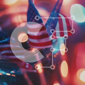 Intra Συλλεκτικό Ξύλινο Παζλ Plywood  4mm - Πατριωτική επίδειξη με αμερικανικές σημαίες και μπαλόνια Σε Ξύλινο Κουτί - Διαστάσεις Puzzle: 10x10 cm – 25 κομμάτια