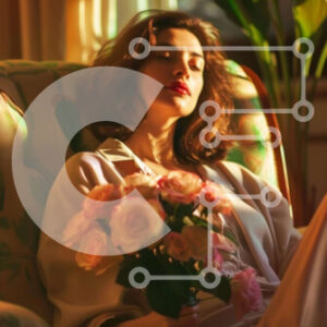 Intra Συλλεκτικό Ξύλινο Παζλ Plywood  4mm - Γυναίκα με λουλούδια που κάθεται στην πολυθρόνα Σε Ξύλινο Κουτί - Διαστάσεις Puzzle: 10x10 cm – 25 κομμάτια