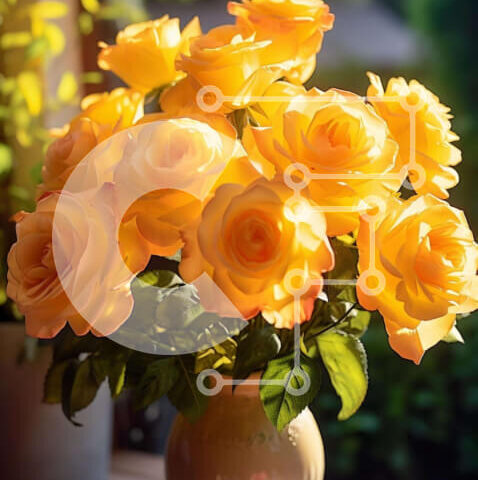 Intra Συλλεκτικό Ξύλινο Παζλ Plywood  4mm - Βάζο με κίτρινα τριαντάφυλλα σε ανοιχτό παράθυρο Σε Ξύλινο Κουτί - Διαστάσεις: 10x10 cm – 25 κομμάτια - Image 1