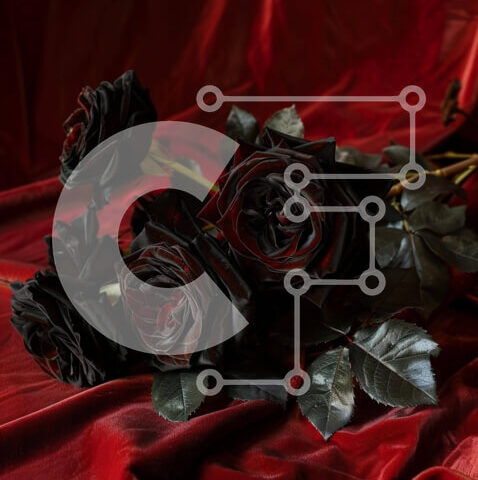 Intra Συλλεκτικό Ξύλινο Παζλ Plywood 4mm - Μπουκέτο μαύρο τριαντάφυλλο σε κόκκινο ύφασμα Σε Ξύλινο Κουτί - Διαστάσεις Puzzle: 10x10 cm – 25 κομμάτια - Image 1