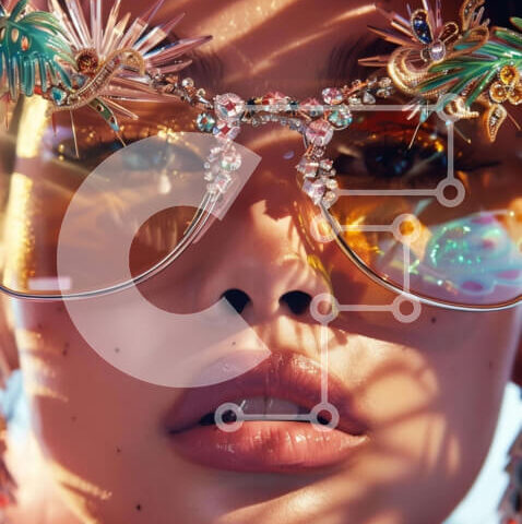 Intra Συλλεκτικό Ξύλινο Παζλ Plywood  4mm - Κομψή γυναίκα με floral γυαλιά ηλίου και κοσμήματα Σε Ξύλινο Κουτί - Διαστάσεις Puzzle: 10x10 cm – 25 κομμάτια - Image 1