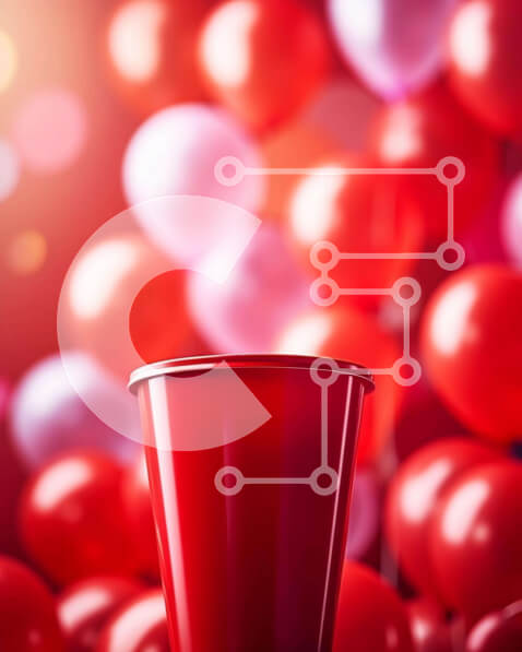 Intra Συλλεκτικό Ξύλινο Παζλ Plywood  4mm - Εορταστική γιορτή με κόκκινο κύπελλο και μπαλόνια Σε Ξύλινο Κουτί - Διαστάσεις: 10x10 cm – 25 κομμάτια