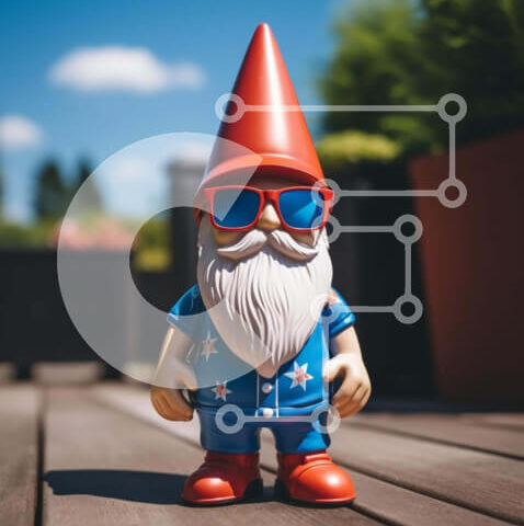 Intra Συλλεκτικό Ξύλινο Παζλ Plywood  4mm - Toy Gnome με πατριωτική ενδυμασία με γυαλιά ηλίου Σε Ξύλινο Κουτί - Διαστάσεις: 10x10 cm – 25 κομμάτια - Image 1