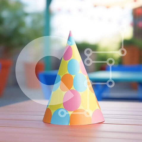 Intra Συλλεκτικό Ξύλινο Παζλ Plywood  4mm - Πολύχρωμο καπέλο για πάρτι σε ξύλινο τραπέζι εξωτερικού χώρου Σε Ξύλινο Κουτί - Διαστάσεις Puzzle: 10x10 cm – 25 κομμάτια - Image 1