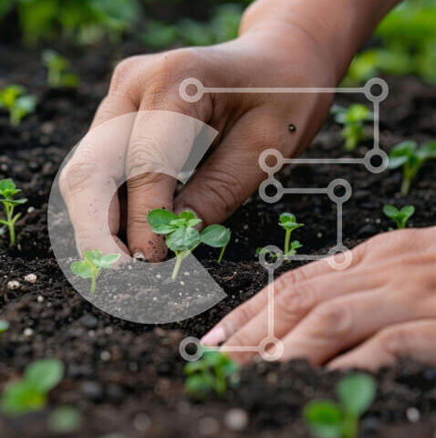 Intra Συλλεκτικό Ξύλινο Παζλ Plywood  4mm - Άτομο που τείνει στα πράσινα φυτά Σε Ξύλινο Κουτί - Διαστάσεις: 10x10 cm – 25 κομμάτια - Image 1