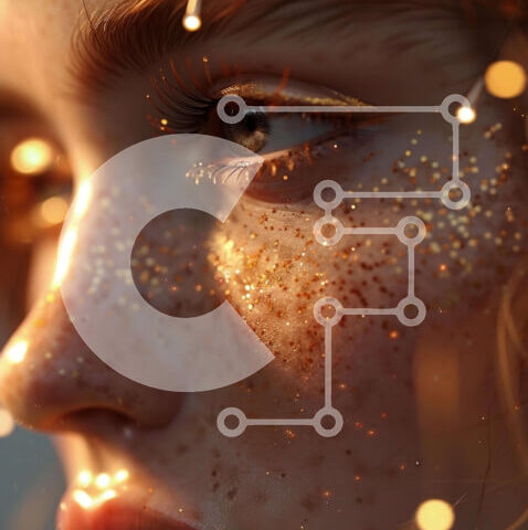 Intra Συλλεκτικό Ξύλινο Παζλ Plywood 4mm - Γυναικείο πρόσωπο με χρυσό γκλίτερ Σε Ξύλινο Κουτί - Διαστάσεις Puzzle: 10x10 cm – 25 κομμάτια - Image 1