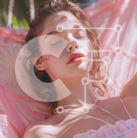 Intra Συλλεκτικό Ξύλινο Παζλ Plywood  4mm - Νεαρή γυναίκα που χαλαρώνει στην αιώρα με τα ακουστικά Σε Ξύλινο Κουτί - Διαστάσεις Puzzle: 10x10 cm – 25 κομμάτια - Image 1