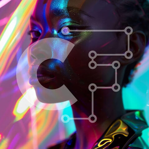 Intra Συλλεκτικό Ξύλινο Παζλ Plywood  4mm - Κομψή μαύρη γυναίκα με πολύχρωμα μαλλιά και μακιγιάζ Σε Ξύλινο Κουτί - Διαστάσεις Puzzle: 10x10 cm – 25 κομμάτια - Image 1