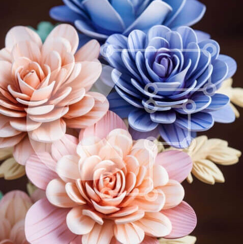 Intra Συλλεκτικό Ξύλινο Παζλ Plywood 4mm - Πολύχρωμο μπουκέτο λουλουδιών Σε Ξύλινο Κουτί - Διαστάσεις: 10x10 cm – 25 κομμάτια - Image 1