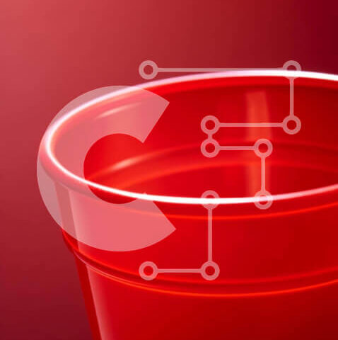 Intra Συλλεκτικό Ξύλινο Παζλ Plywood  4mm - Κόκκινο πλαστικό κύπελλο σε κόκκινο φόντο Σε Ξύλινο Κουτί - Διαστάσεις: 10x10 cm – 25 κομμάτια - Image 1