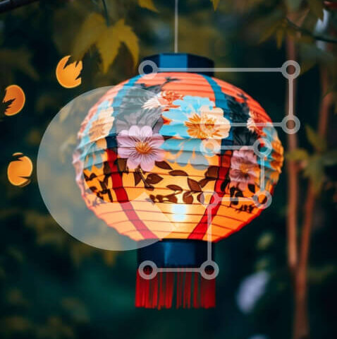 Intra Συλλεκτικό Ξύλινο Παζλ Plywood  4mm - Πορτοκαλί φανάρι που κρέμεται από το δέντρο με τα πουλιά Σε Ξύλινο Κουτί - Διαστάσεις Puzzle: 10x10 cm – 25 κομμάτια - Image 1