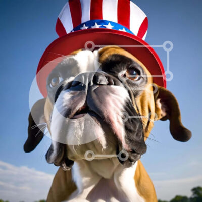 Intra Συλλεκτικό Ξύλινο Παζλ Plywood  4mm - Πατριωτικό καπέλο σκυλιών ενάντια στο μπλε ουρανό Σε Ξύλινο Κουτί - Διαστάσεις: 10x10 cm – 25 κομμάτια - Image 1