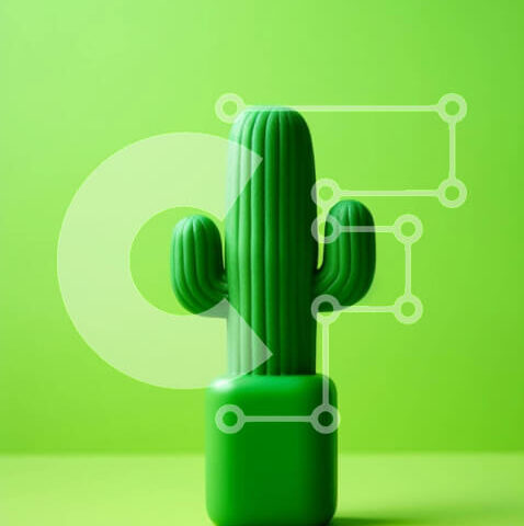 Intra Συλλεκτικό Ξύλινο Παζλ Plywood  4mm - Μικρός πράσινος κάκτος σε πορτοκαλί φόντο Σε Ξύλινο Κουτί - Διαστάσεις: 10x10 cm – 25 κομμάτια - Image 1