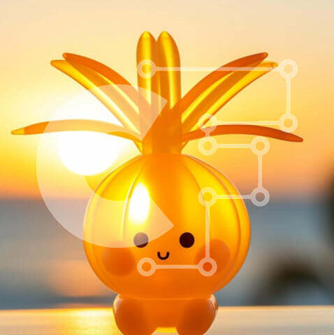 Intra Συλλεκτικό Ξύλινο Παζλ Plywood 4mm - Πολύχρωμο παιχνίδι ανανά σε τραπέζι εξωτερικού χώρου με ηλιοβασίλεμα Σε Ξύλινο Κουτί - Διαστάσεις: 10x10 cm – 25 κομμάτια - Image 1