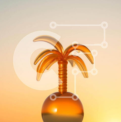 Intra Συλλεκτικό Ξύλινο Παζλ Plywood  4mm - Πορτοκαλί φοίνικας σε μια έρημη παραλία στο ηλιοβασίλεμα Σε Ξύλινο Κουτί - Διαστάσεις: 10x10 cm – 25 κομμάτια - Image 1