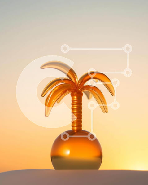 Intra Συλλεκτικό Ξύλινο Παζλ Plywood  4mm - Πορτοκαλί φοίνικας σε μια έρημη παραλία στο ηλιοβασίλεμα Σε Ξύλινο Κουτί - Διαστάσεις: 10x10 cm – 25 κομμάτια