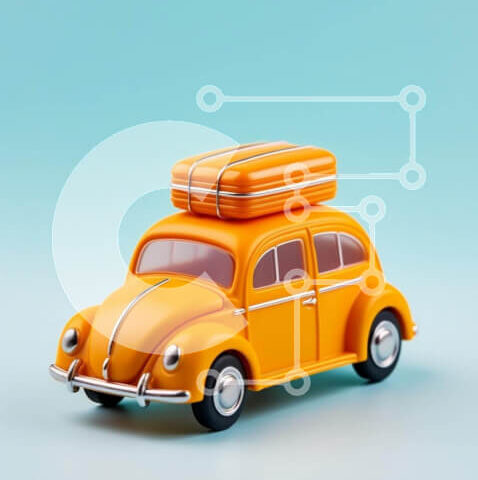 Intra Συλλεκτικό Ξύλινο Παζλ Plywood 4mm - Πορτοκαλί παιχνίδι αυτοκίνητο με βαλίτσα για ταξίδι Σε Ξύλινο Κουτί - Διαστάσεις Puzzle: 10x10 cm – 25 κομμάτια - Image 1