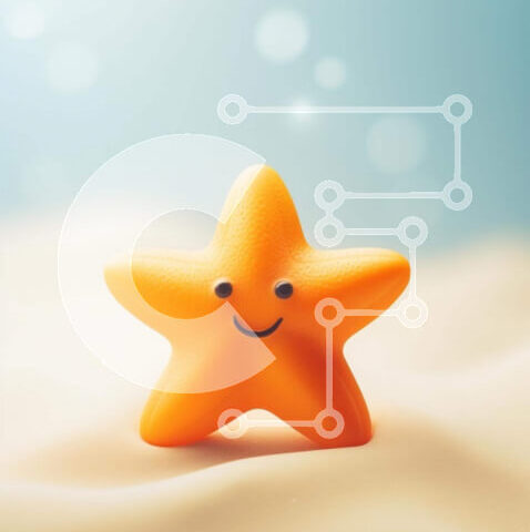 Intra Συλλεκτικό Ξύλινο Παζλ Plywood  4mm - Παιχνιδιάρικο πορτοκαλί παιχνίδι αστερίας στην αμμώδη παραλία Σε Ξύλινο Κουτί - Διαστάσεις: 10x10 cm – 25 κομμάτια - Image 1