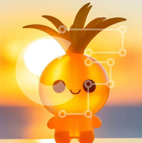 Intra Συλλεκτικό Ξύλινο Παζλ Plywood  4mm - Πορτοκαλί παιχνίδι ανανά στο περβάζι παραθύρου Σε Ξύλινο Κουτί - Διαστάσεις: 10x10 cm – 25 κομμάτια - Image 1