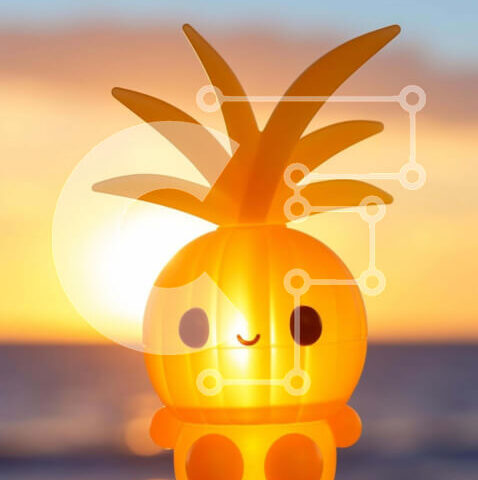 Intra Συλλεκτικό Ξύλινο Παζλ Plywood  4mm - Φωτεινό ειδώλιο ανανά στο ηλιοβασίλεμα Σε Ξύλινο Κουτί - Διαστάσεις Puzzle: 10x10 cm – 25 κομμάτια - Image 1