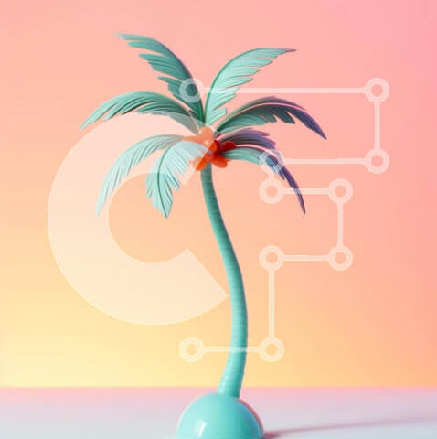 Intra Συλλεκτικό Ξύλινο Παζλ Plywood  4mm - Μικρός φοίνικας σε πολύχρωμο φόντο Σε Ξύλινο Κουτί - Διαστάσεις: 10x10 cm – 25 κομμάτια - Image 1