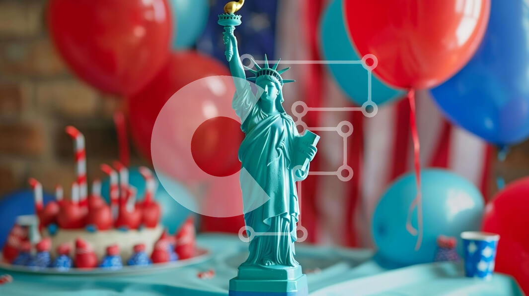 Intra Συλλεκτικό Ξύλινο Παζλ Plywood  4mm - Εορτασμός της Ημέρας της Ανεξαρτησίας με το Άγαλμα της Ελευθερίας Σε Ξύλινο Κουτί - Διαστάσεις: 10x10 cm – 25 κομμάτια