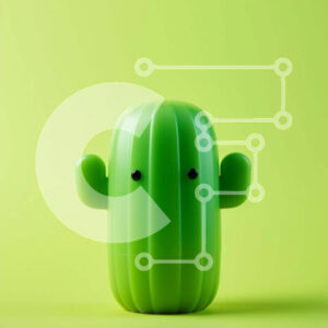 Intra Συλλεκτικό Ξύλινο Παζλ Plywood  4mm - Πράσινο παιχνίδι κάκτος σε πορτοκαλί φόντο Σε Ξύλινο Κουτί - Διαστάσεις: 10x10 cm – 25 κομμάτια