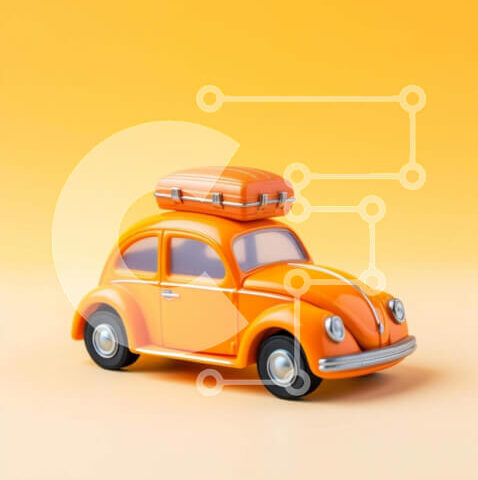 Intra Συλλεκτικό Ξύλινο Παζλ Plywood 4mm - Πορτοκαλί παιχνίδι αυτοκίνητο με βαλίτσα Σε Ξύλινο Κουτί - Διαστάσεις Puzzle: 10x10 cm – 25 κομμάτια - Image 1